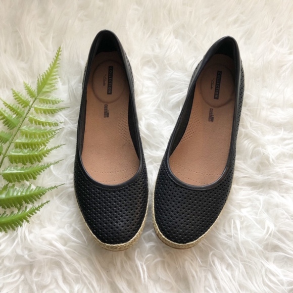 clarks perforated leather espadrilles